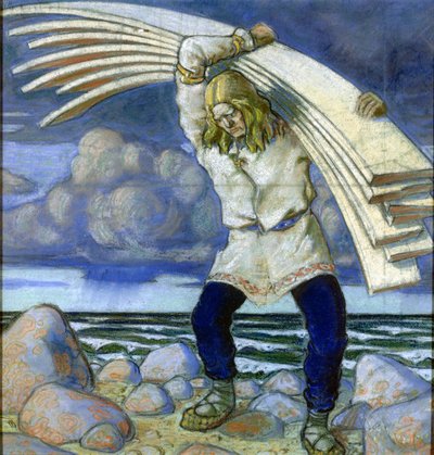 Kalevipoeg Carrying the Boards by Oskar Kallis